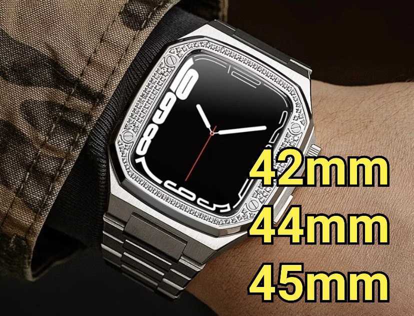 55%以上節約55%以上節約45mm 銀黒黒色 Apple Watch メタル ラバー