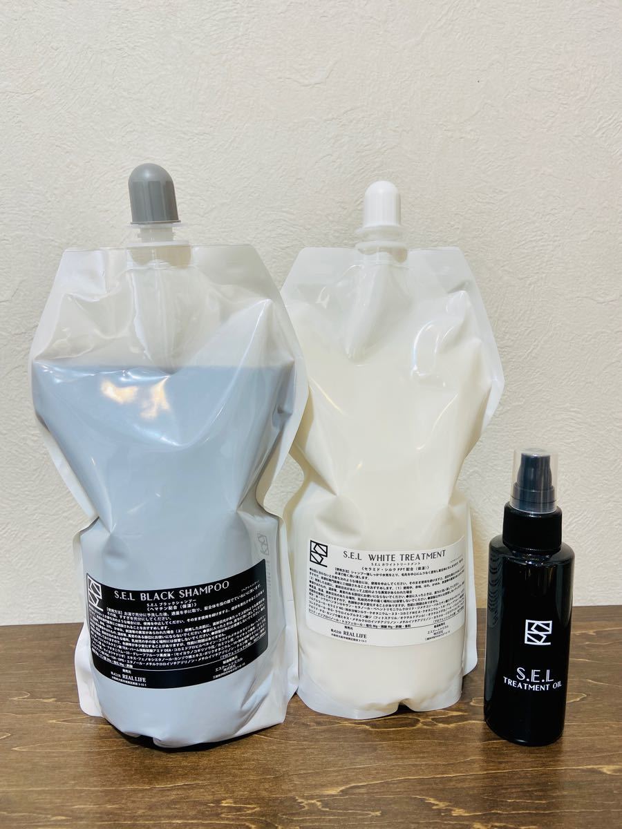 髪質改善】SELブラックシャンプー&ホワイトトリートメント1000ml+ 髪質改善】SELブラックシャンプー&ホワイトトリートメント1000ml+