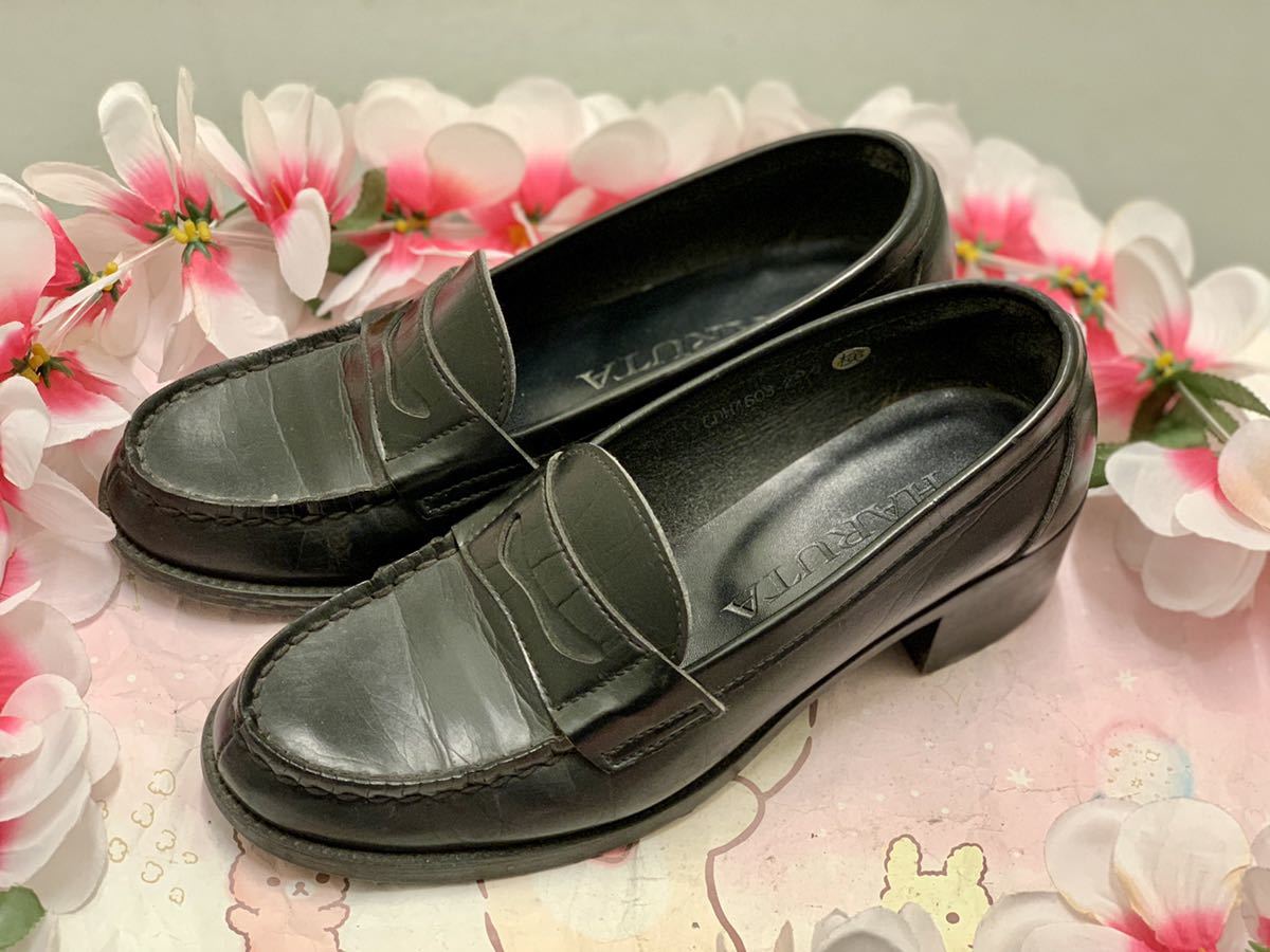 ヤフオク! - 女子高生通学で使用(^^)HARUTA 本革ローファー ヒ...