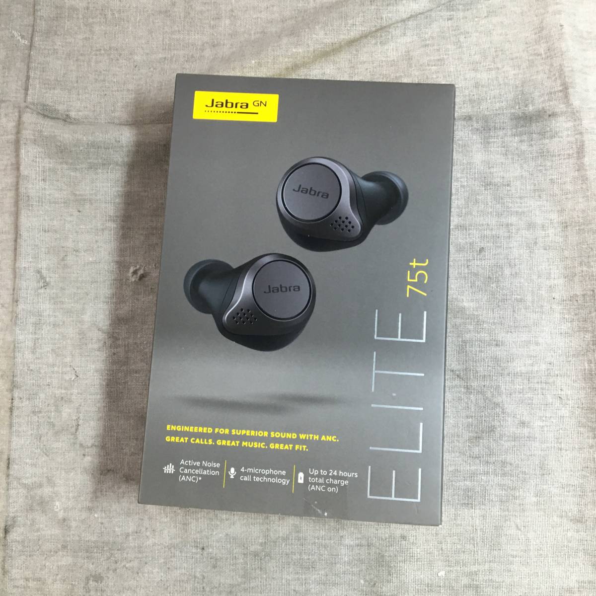 現状品　Jabra 完全ワイヤレスイヤホン Elite 75t チタニウムブラック_画像1