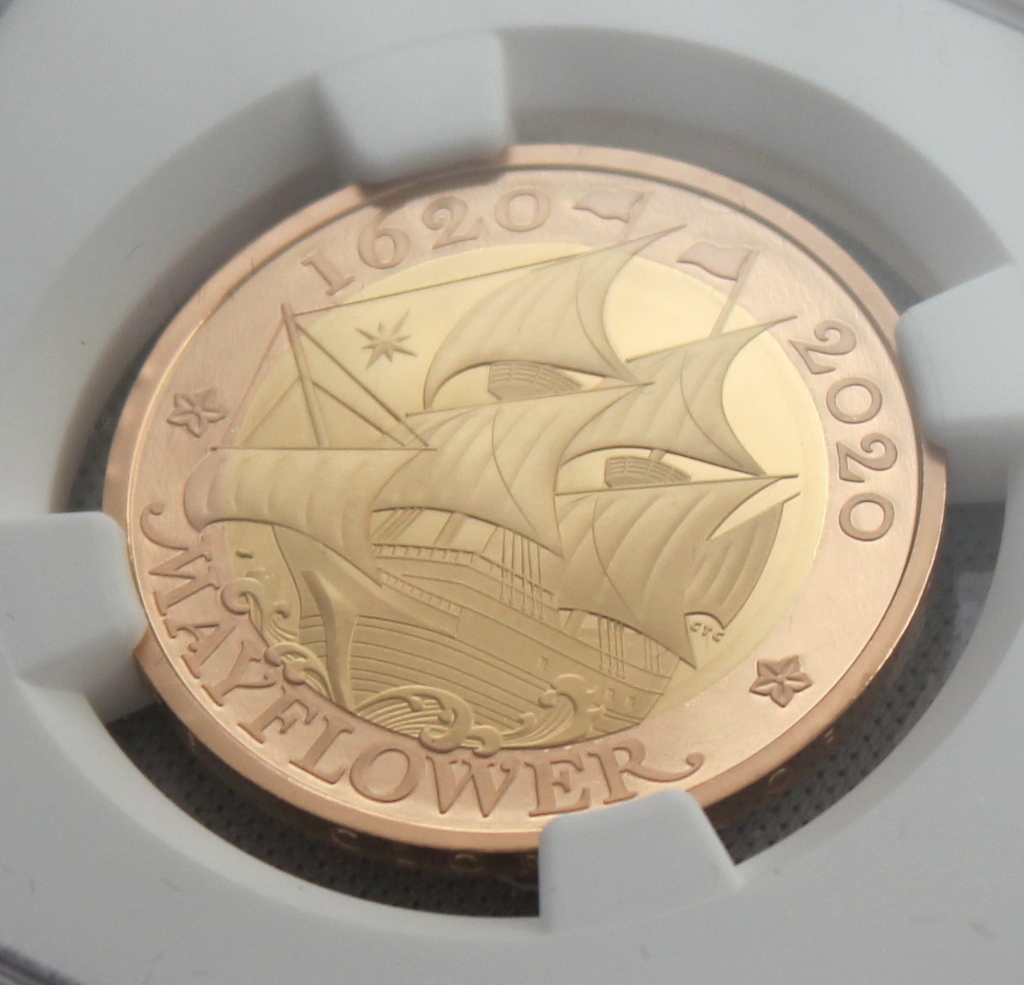 2020年 イギリス エリザベス2世 メイフラワー号出航400周年 2ポンド2色