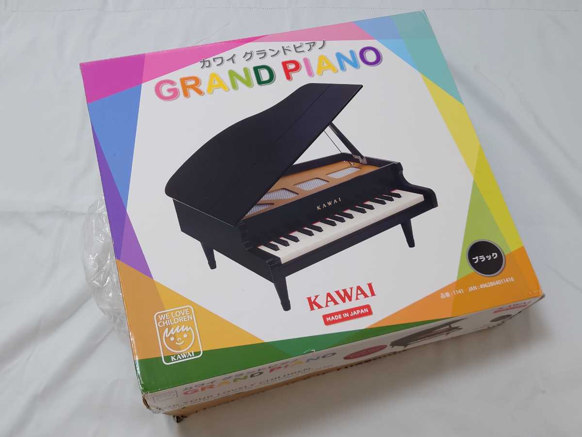 待望☆】 KAWAI グランドピアノ ブラック 1141 本体サイズ:425×450×205 mm 脚付き 蓋閉じ状態 