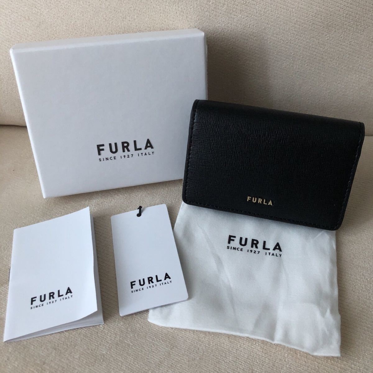 付属品全て有り★新品 FURLA 定価14,300円 名刺ケース ブラック