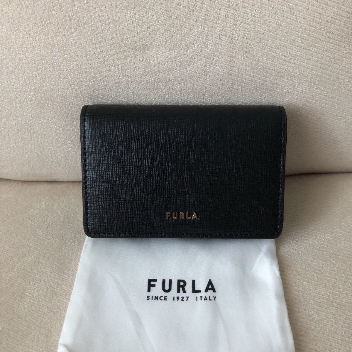 付属品全て有り★新品 FURLA 定価14,300円 名刺ケース ブラック 2