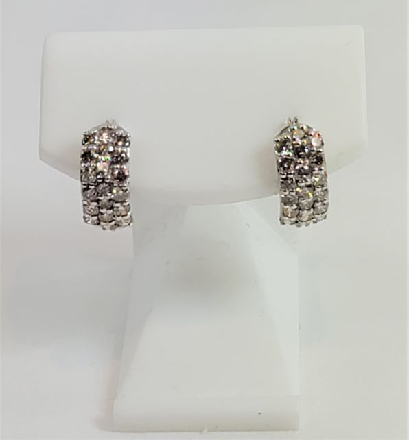 メーカー K18WG ピンクダイヤモンド 0.5ct×2 フープ ピアス 仕上げ加工済 p431 【送料込】 ホワイトゴールド台