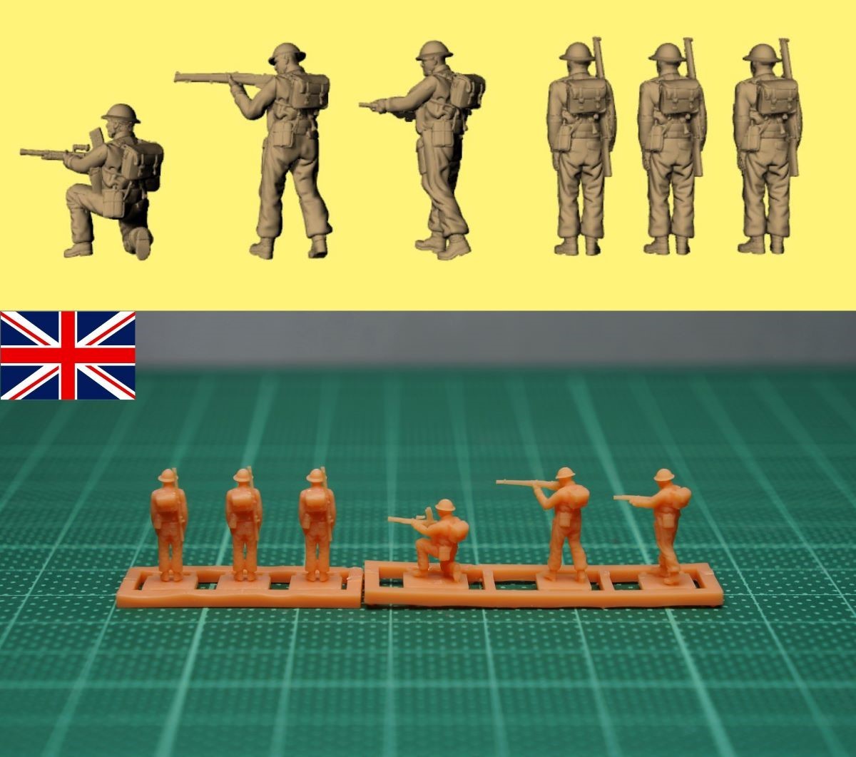 1 144 未組立 WWII British Soldiers in Shooting Resin Kit (S2048)