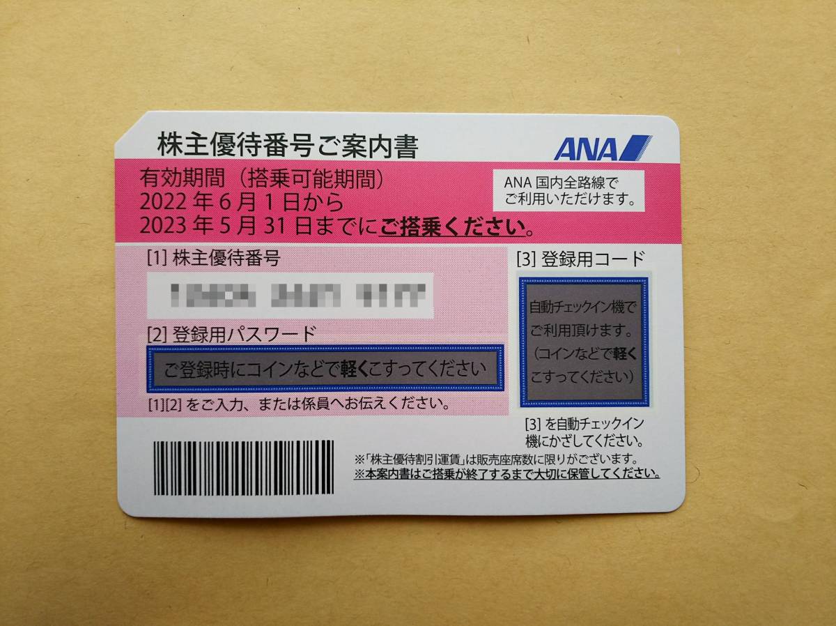 【送料込】最新 2023.5.31迄 ★ 全日空 ANA ★ 株主優待券（ 株主優待番号ご案内書 ） 【1枚】グループ優待券付き_画像2