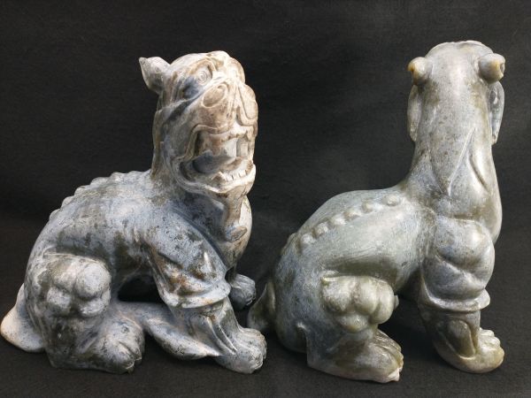 狛犬 石像 2体セット 中国古美術品 置物 インテリア 庭 オブジェ 狛犬 石像 2体セット 中国古美術品 置物 インテリア 庭 オブジェ