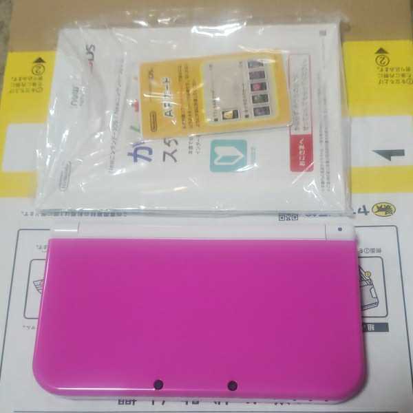 中古/Newニンテンドー3DS LL本体 ピンク×ホワイト　保護フィルム貼付無し　動作確認初期化済み　new NINTENDO 3DS LL 