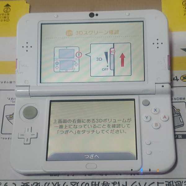 中古/Newニンテンドー3DS LL本体 ピンク×ホワイト　保護フィルム貼付無し　動作確認初期化済み　new NINTENDO 3DS LL 