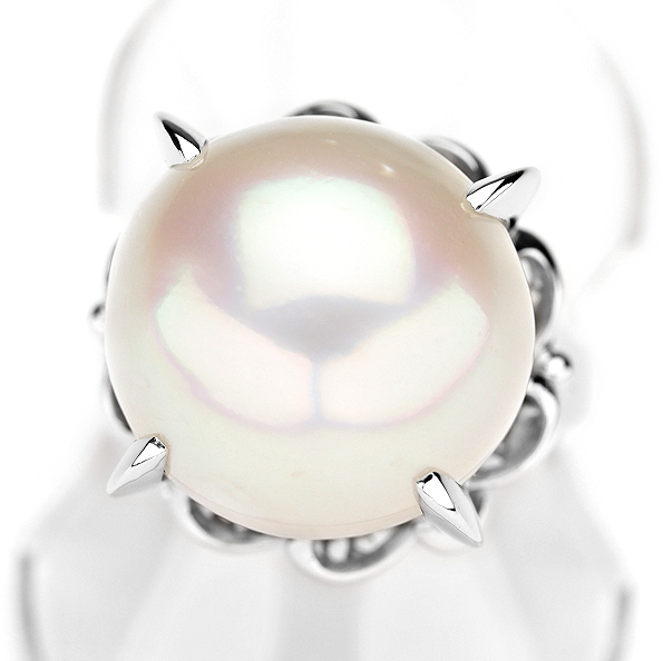 美品 指輪 真珠 パール15ミリ珠 Pt900 プラチナ 16.6g レディース_画像1