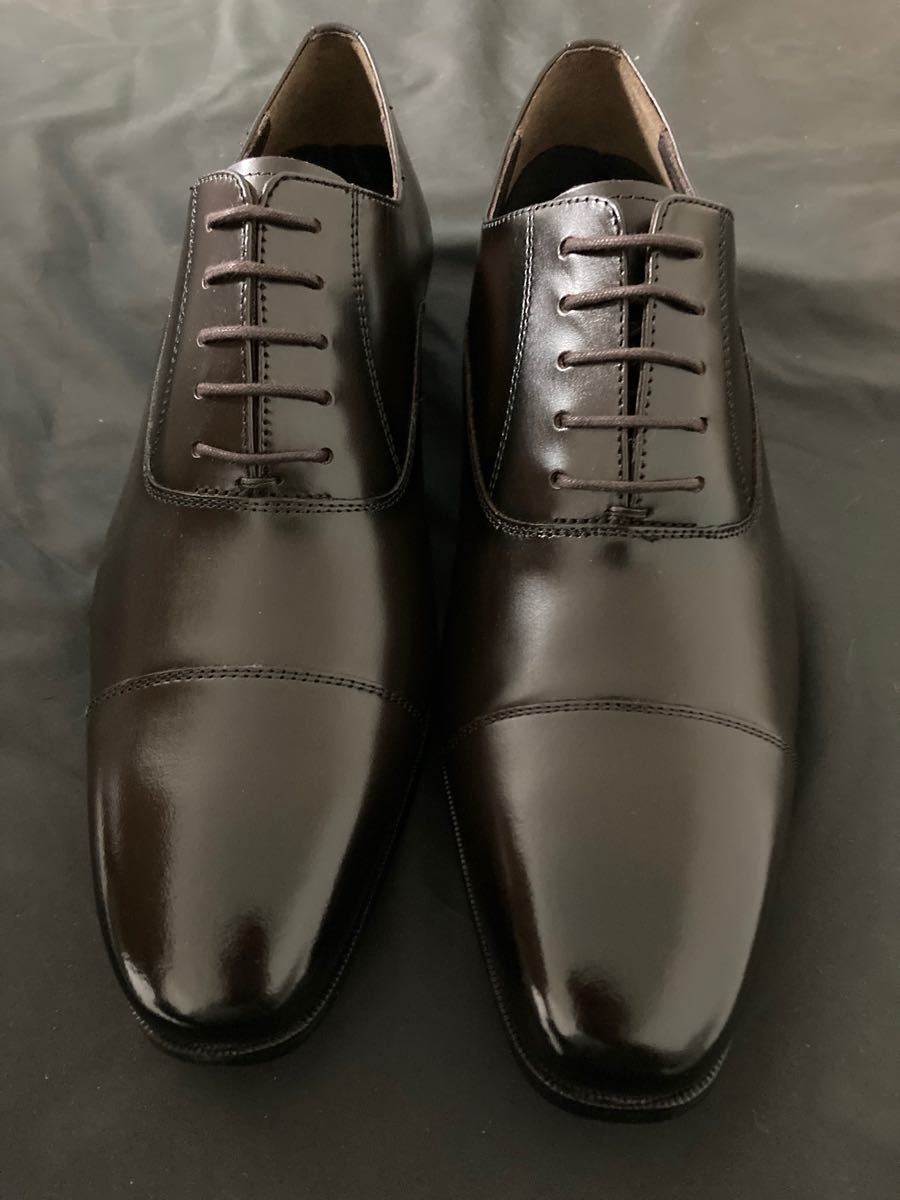 新品未使用26.5 via cammino（Madrasマドラス）オックスフォード　ダークブラウンビジネスシューズ本革本皮皮靴革靴