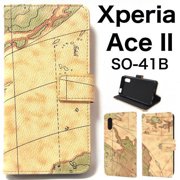 Xperia Ace II SO-41B(docomo) エクスペリア　エース２ スマホケース ケース 手帳型ケース地図デザイン 手帳型ケース_画像1