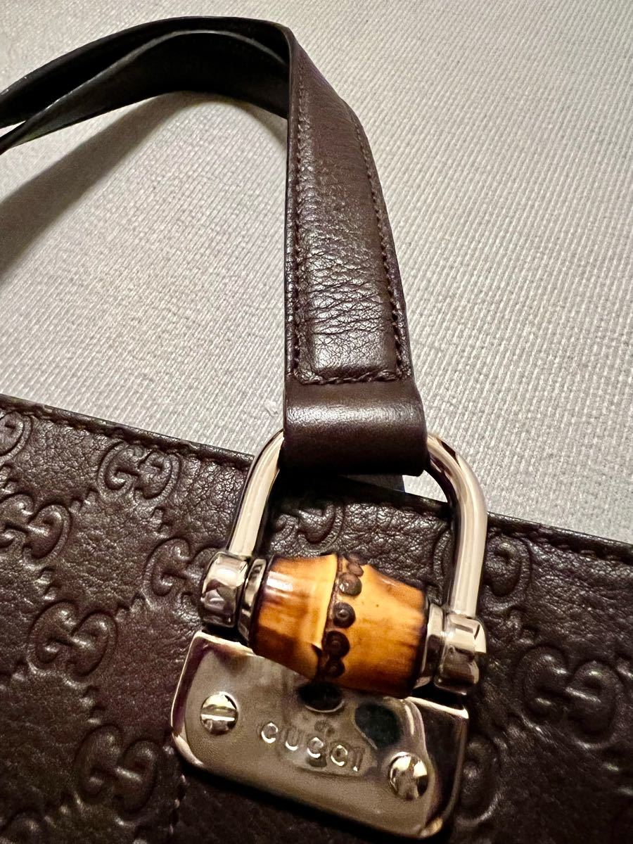 GUCCIグッチ バンブー レザー 本革A4サイズハンド バッグ