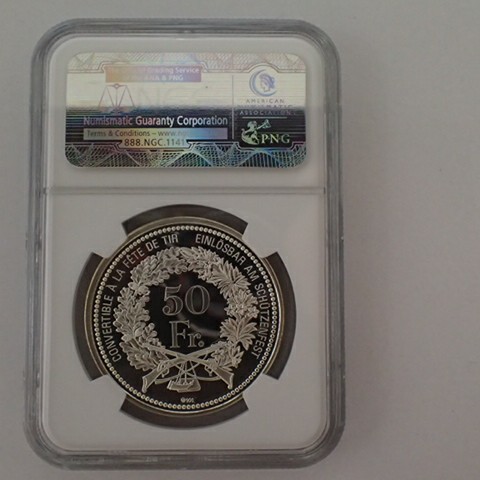 スイス 2009年 現代射撃祭 50Fr 銀貨 NGC PF69UC