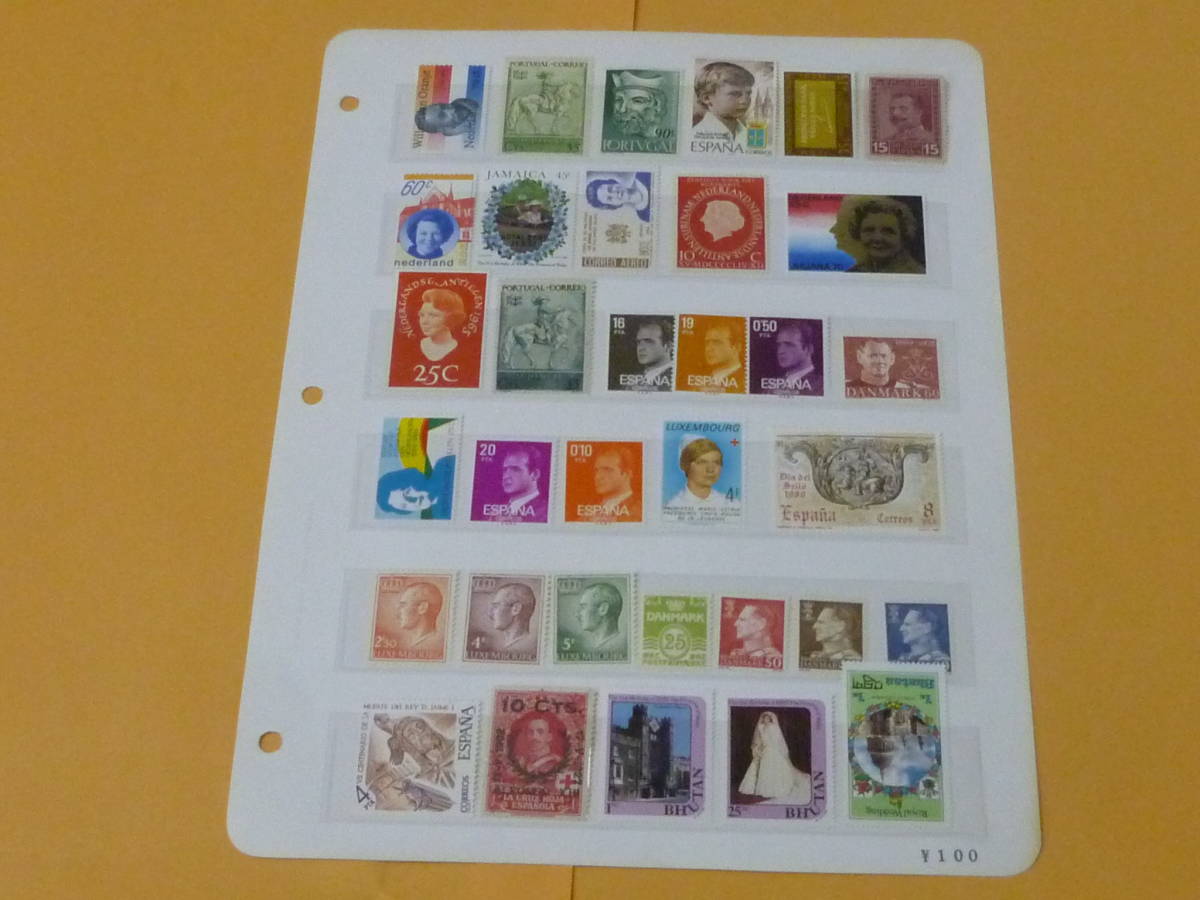 22SE　P　№7　元首・皇室切手　世界各国　スペイン・ルクセンブルク・デンマーク・他　計34種　未使用NH～OH_画像1