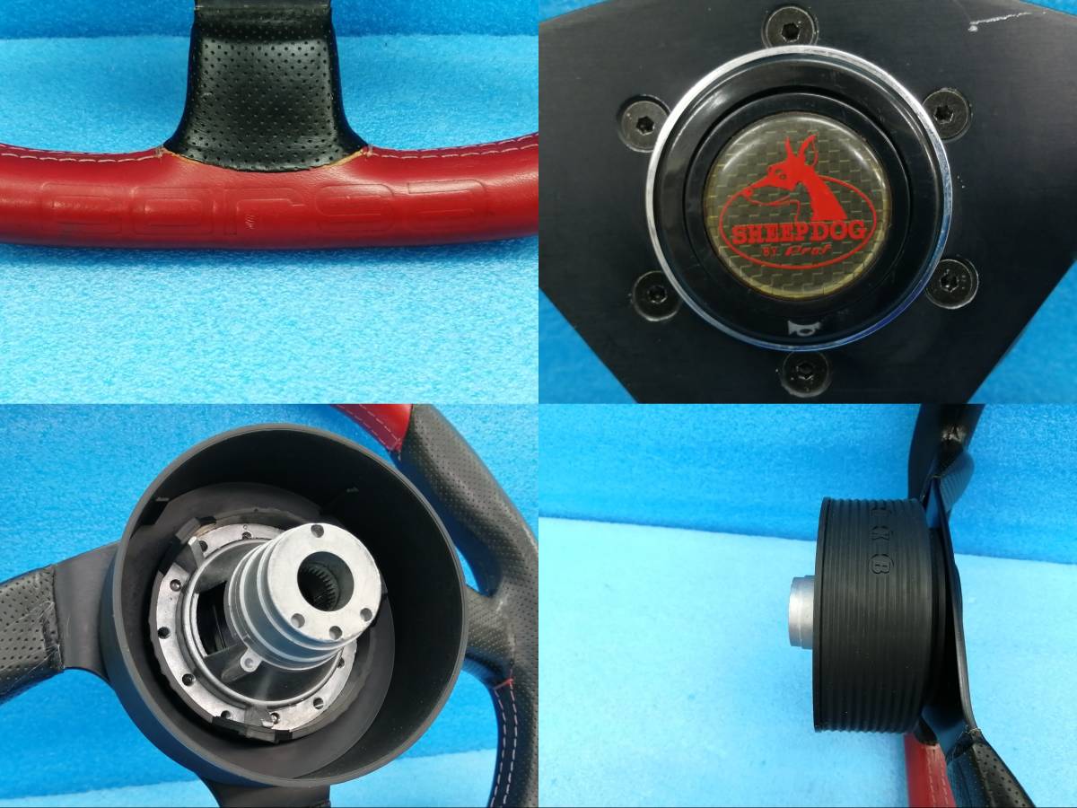 *CORSA Corsa D type steering gear steering wheel 350mm 35φ red black punching leather L880K Copen . use Boss attaching *90366764