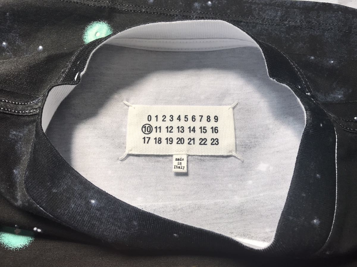 【極美品】定価約36,000円 MAISON MARGIELA UFO print Cotton Tシャツ Black 44 メゾンマルジェラ UFOプリント 4つタグ_画像8
