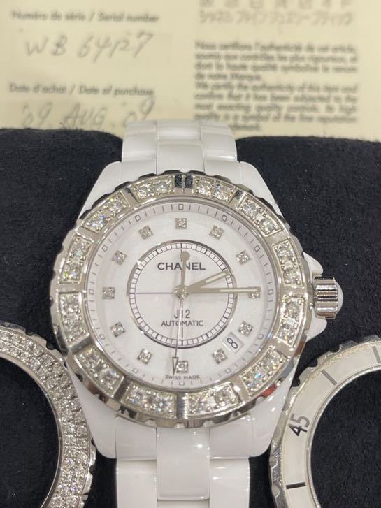159800円 人気の製品 極美品 ダイヤベゼル CHANEL j12 38ミリ ホワイト 腕時計