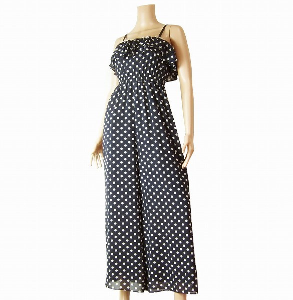 A beautiful goods /Lois CRAYON/ Lois Crayon / navy blue / dot pattern /.. feeling chiffon material /... overall /M(9 number *38 number ) spring summer / lady's 