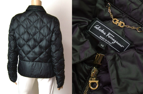  beautiful goods / Salvatore Ferragamo Salvatore Ferragamo ultimate light down jacket large size inscription 48 number (13~15 number corresponding ) black made in Italy autumn winter outer 