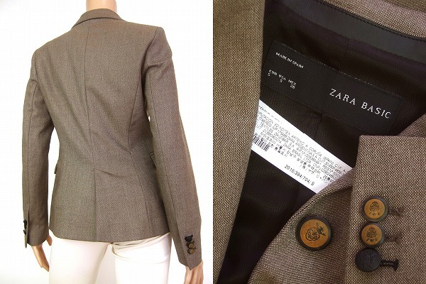 M美品*ザラ/ZARA*茶*ふっくら♪繊細ツイードジャケット♪小さいS_画像3