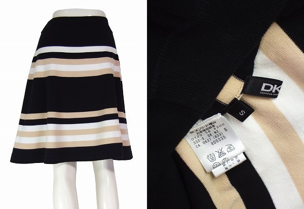  прекрасный товар / DKNY Donna Karan окантовка прекрасный тряска flair юбка маленький размер S номер (7 номер соответствует ) чёрный бежевый белый весна лето предназначенный женский 