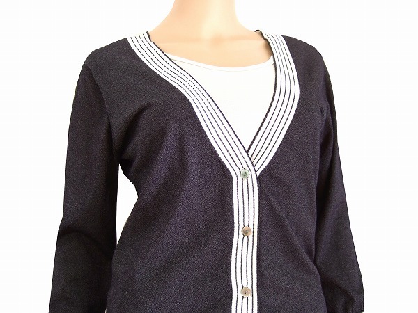 M beautiful goods * Moga /MOGA* navy blue × the smallest lame * flexible * wonderful cardigan * tops 3/11