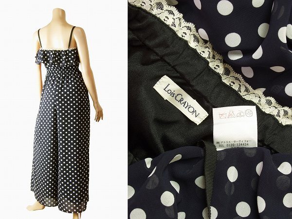 A beautiful goods /Lois CRAYON/ Lois Crayon / navy blue / dot pattern /.. feeling chiffon material /... overall /M(9 number *38 number ) spring summer / lady's 