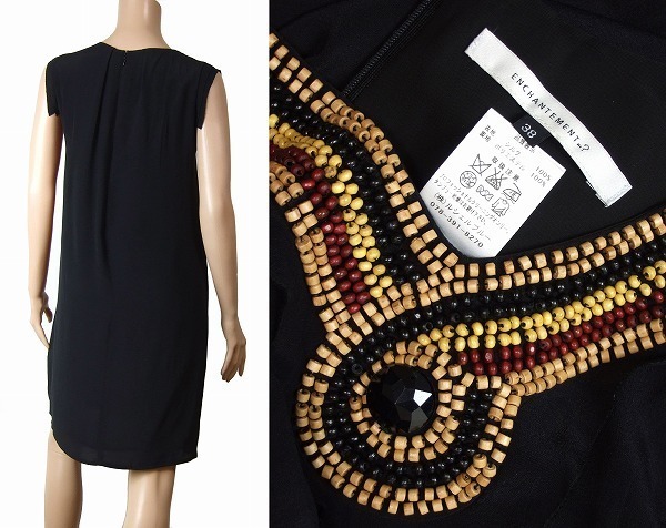  beautiful goods / Anne shunt man ENCHANTMENT? beads decoration silk One-piece inscription 38 number (9 number /M size corresponding ) black / black party spring summer oriented lady's 