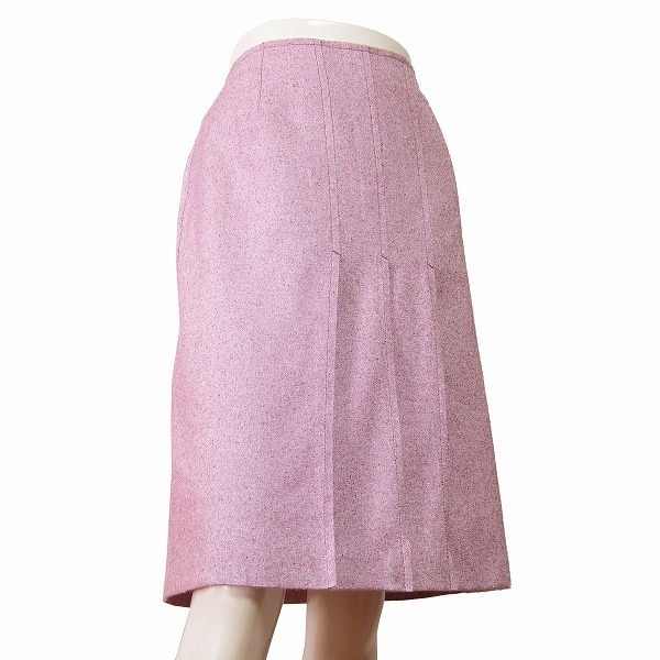 A新品同様/ソニアリキエル SONIA RYKIEL フレアスカート 大きいサイズ 48号(19号/4L相当) ピンク 絹シルク混 ツイード 春夏向け ボトムス