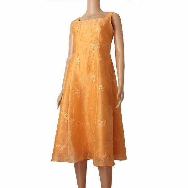  as good as new / Mali here ugaMARIKO KOHGA Tokyo sowa-ru total embroidery dress One-piece inscription 40 number (11 number /L corresponding ) orange party spring summer oriented lady's 