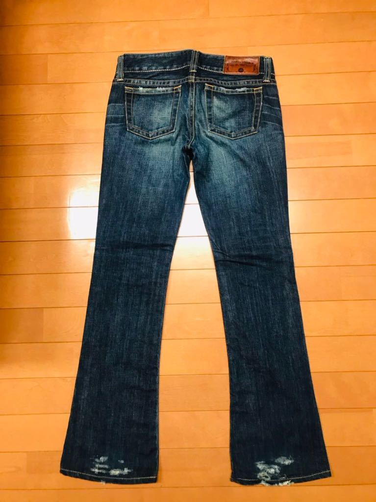 Moussy vintageインディゴブルーベルボトムデニムパンツ26(S相当)美中古　マウジーヴィンテージ_画像2