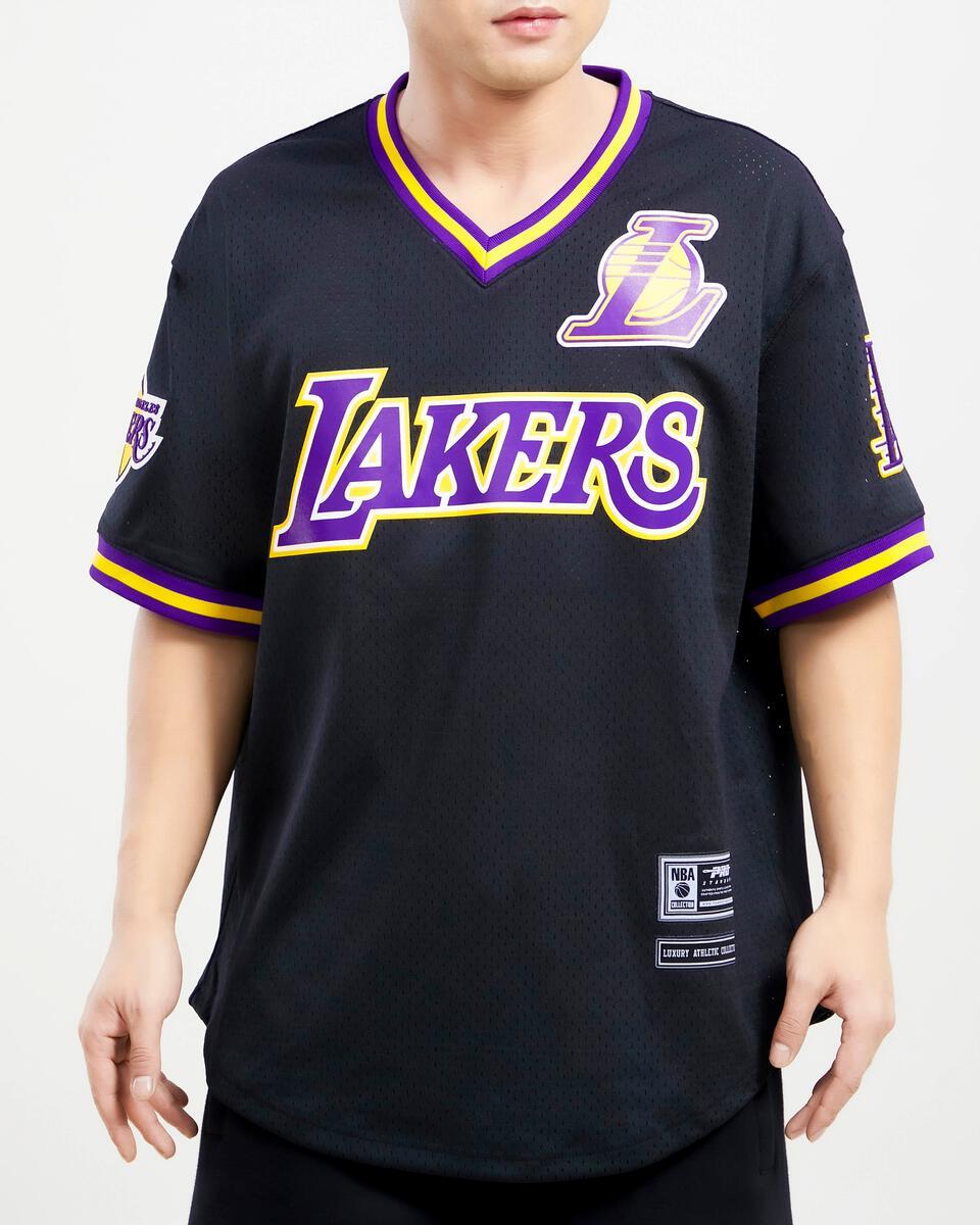 BF85)PRO STANDARD Los Angeles Lakers VネックジャージTシャツ/BLK/XL/ロサンゼルス・レイカーズ/HIPHOP