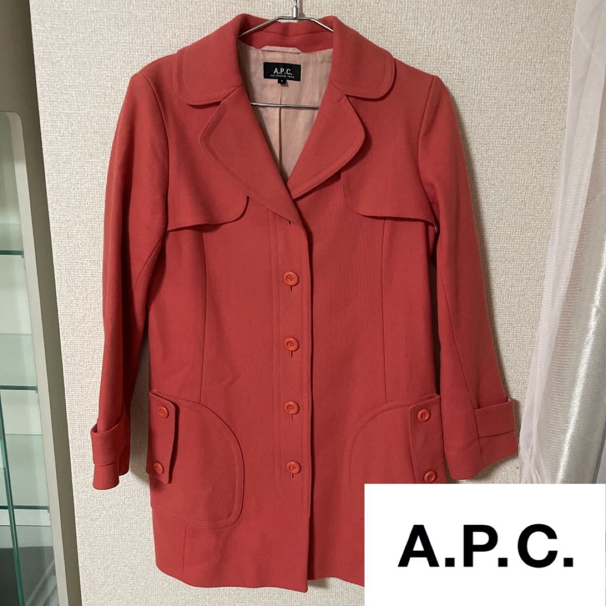 【A.P.C】メンズ　サーモンピンク　チェスター ロング コート