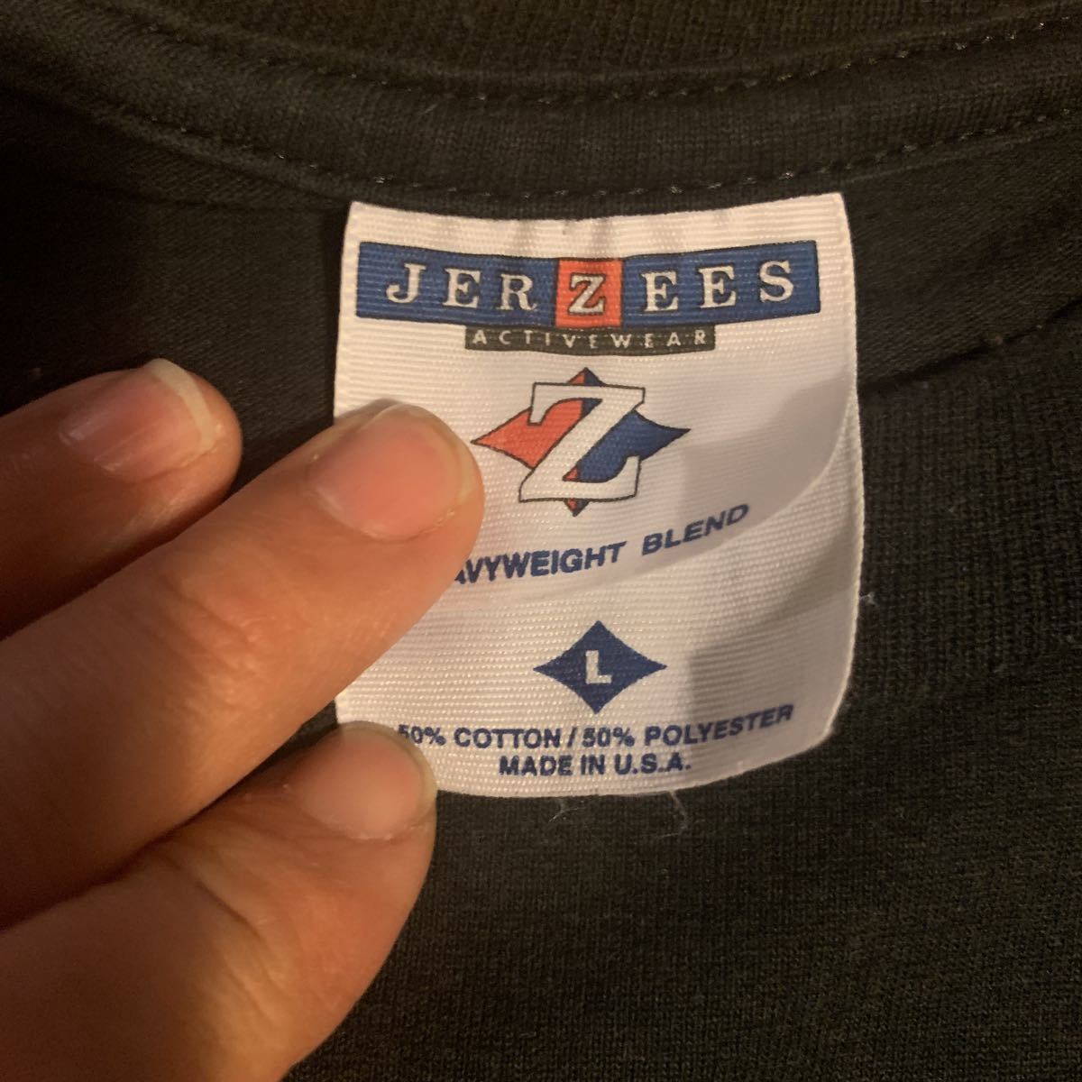 90s 00s 【Jerzees】ジャージーズ USA製 両面 プリント 半袖 Tシャツ 染み込みプリント ブラック ナンバリング L maryland カレッジ風_画像3