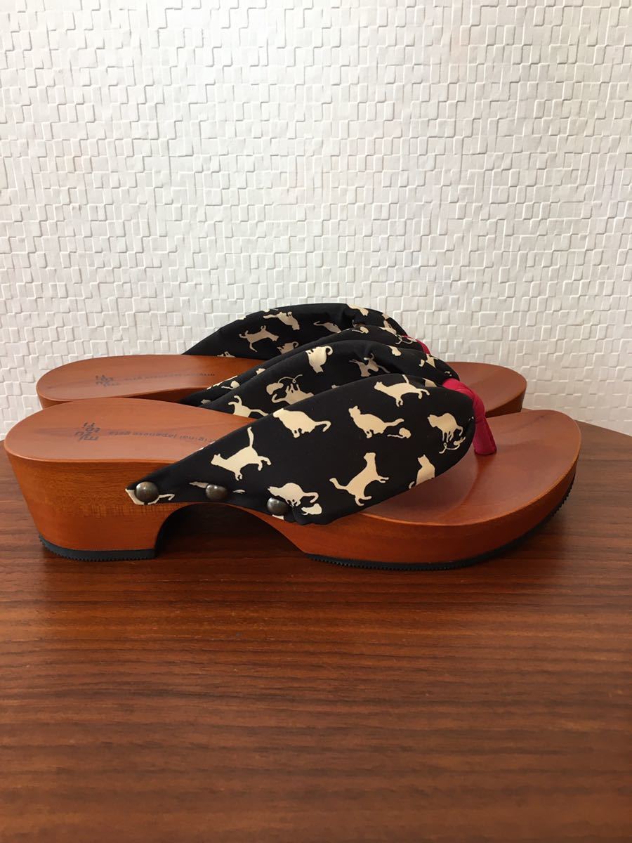M (23.0~23.5cm)l.... geta getahitete.... кошка рисунок кошка нос . сделано в Японии Japan юката обычно надеть обувь ( новый товар )( быстрое решение )( стандартный товар )