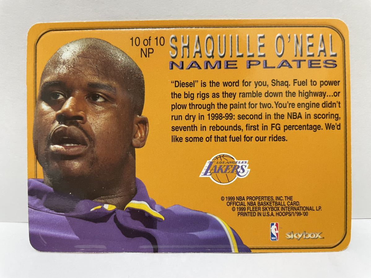 NBAカード　シャキール・オニール　SHAQUILLE O’NEAL NAME PLATES DIESEL NBA HOOPS SKYBOX ‘99-00【10 of 10 NP】