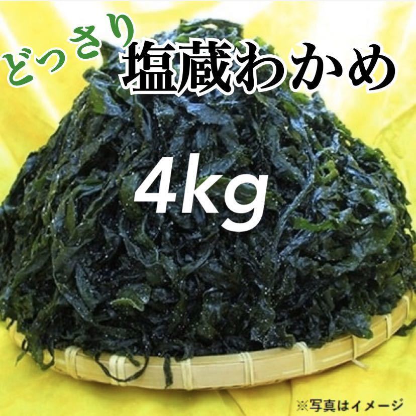 【産地直送】塩蔵わかめ　500g×8袋　大容量4kg 岩手県産　湯通し　初物　茎付きわかめ　大容量　残りわずか_画像1