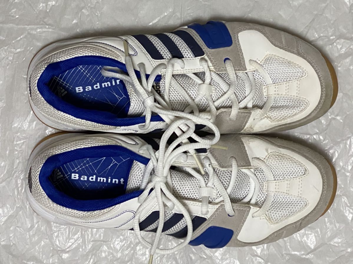 adidas / Adidas badminton shoes ( white × blue,US8*26.) white x blue 