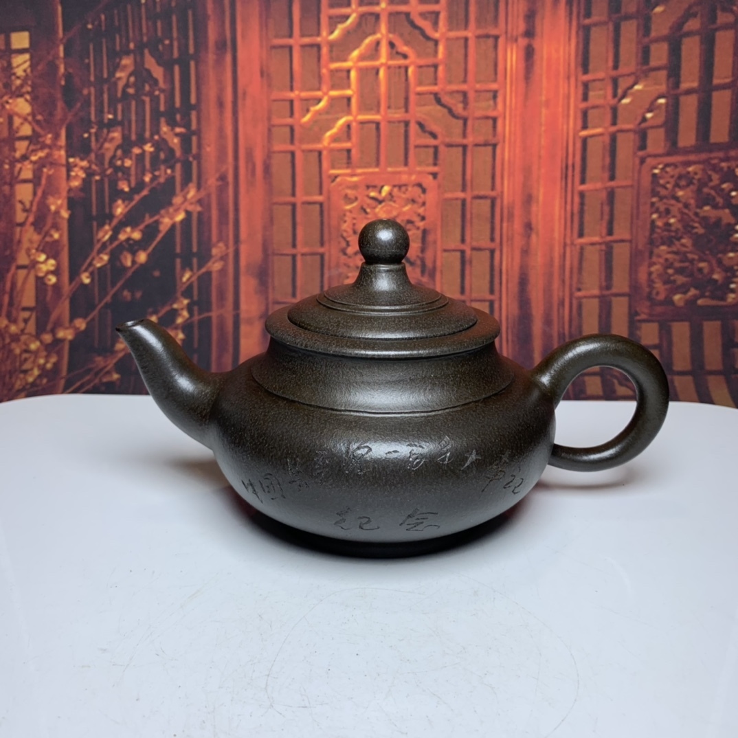 典藏*紫砂精彫*一粒珠壺】置物 賞物 紫砂壺 中国古美術 極美品 容量