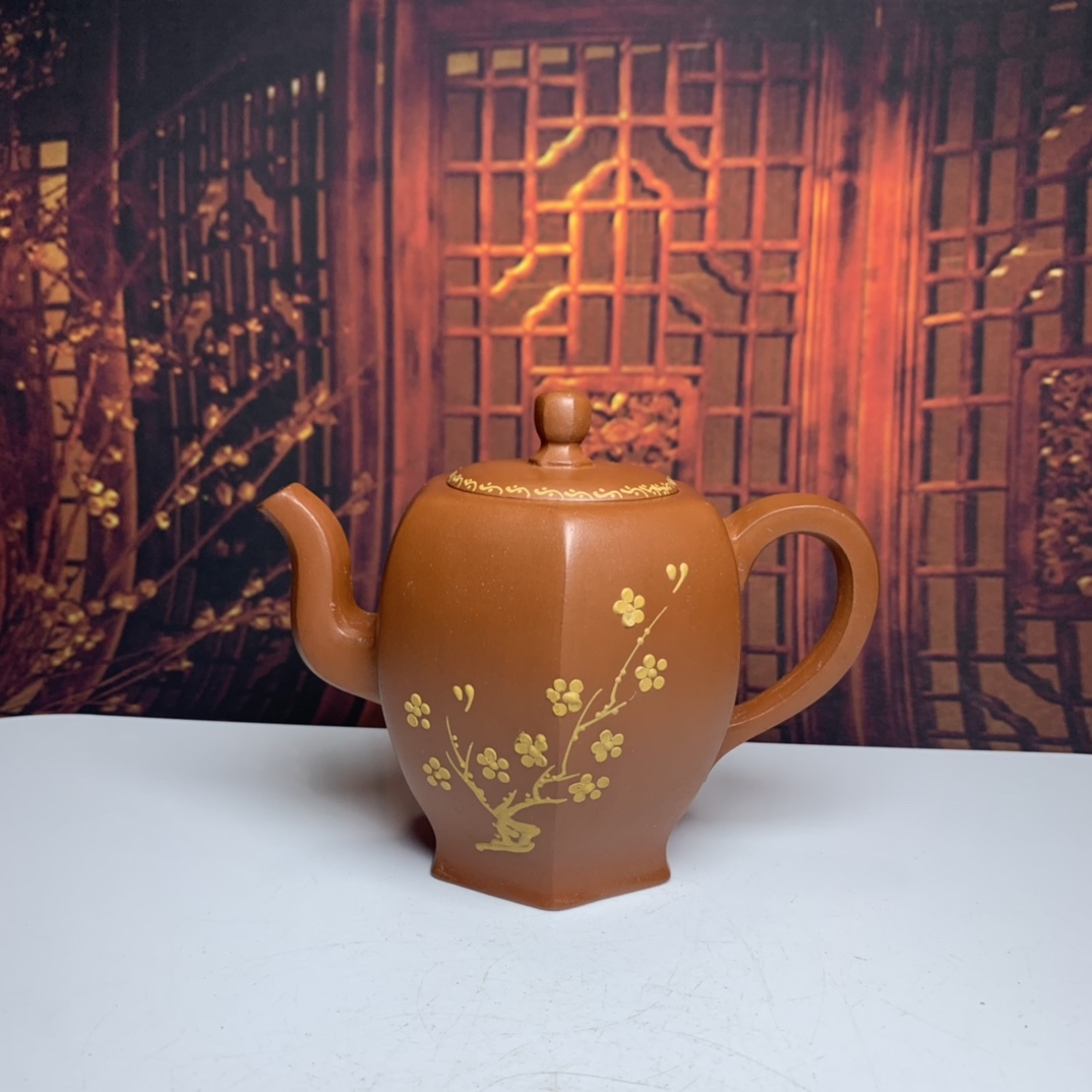 典藏*紫砂精彫*梅花盛開壺】置物 賞物 紫砂壺 中国古美術 極美品 容量 ...