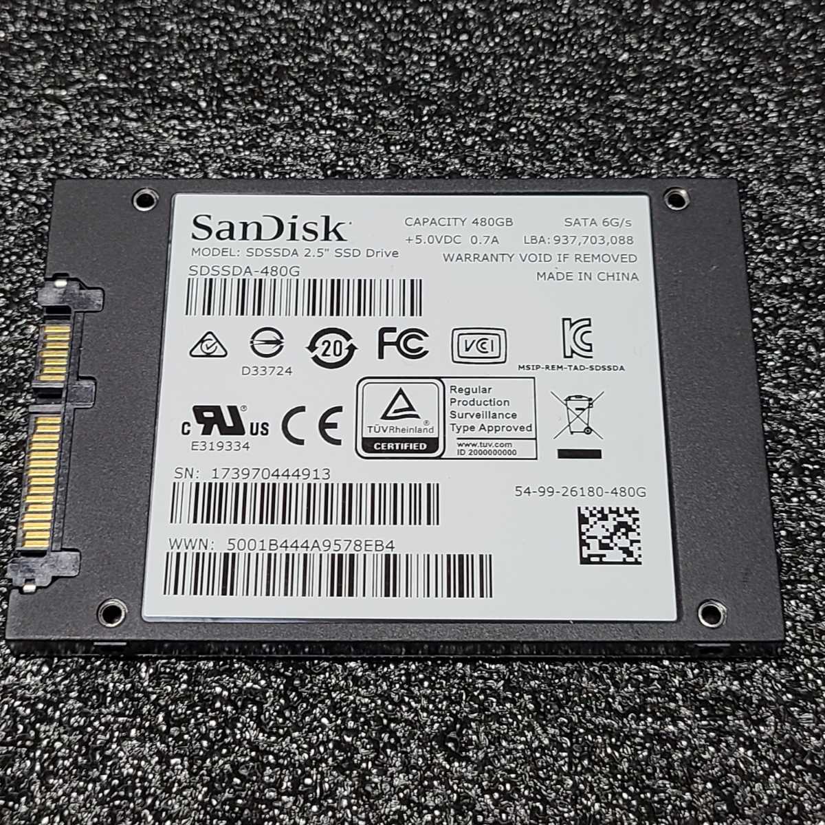 SanDisk SSD PLUS(SDSSDA-480G) 480GB SATA SSD 正常品 2.5インチ内蔵SSD フォーマット済み PCパーツ 動作確認済み 500GB 512GB