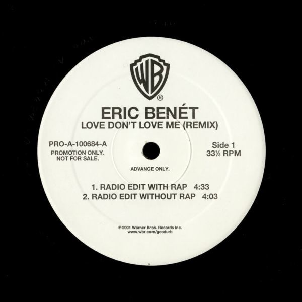 試聴 Eric Benet - Love Don't Love Me (Neptunes Remix) [12inch] Warner Bros. US Promo 2001 R&B_画像1