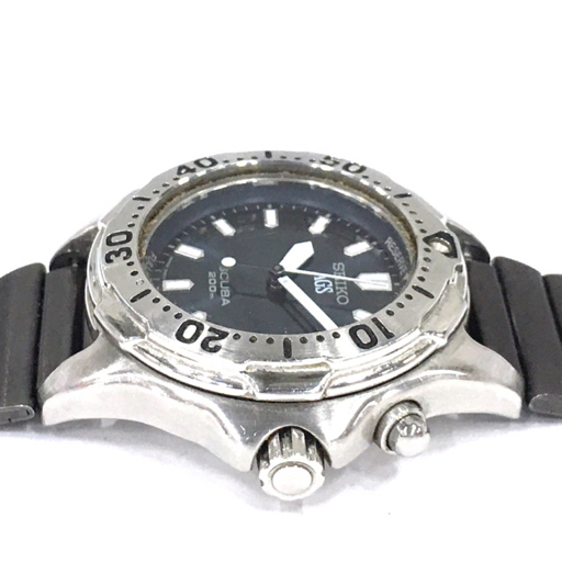 セイコー 腕時計 3M22‐0D20 SCUBA 200m ラウンド デイト 紺文字盤 AGS メンズ 社外ベルト 稼働 SEIKO QT053-278_画像3