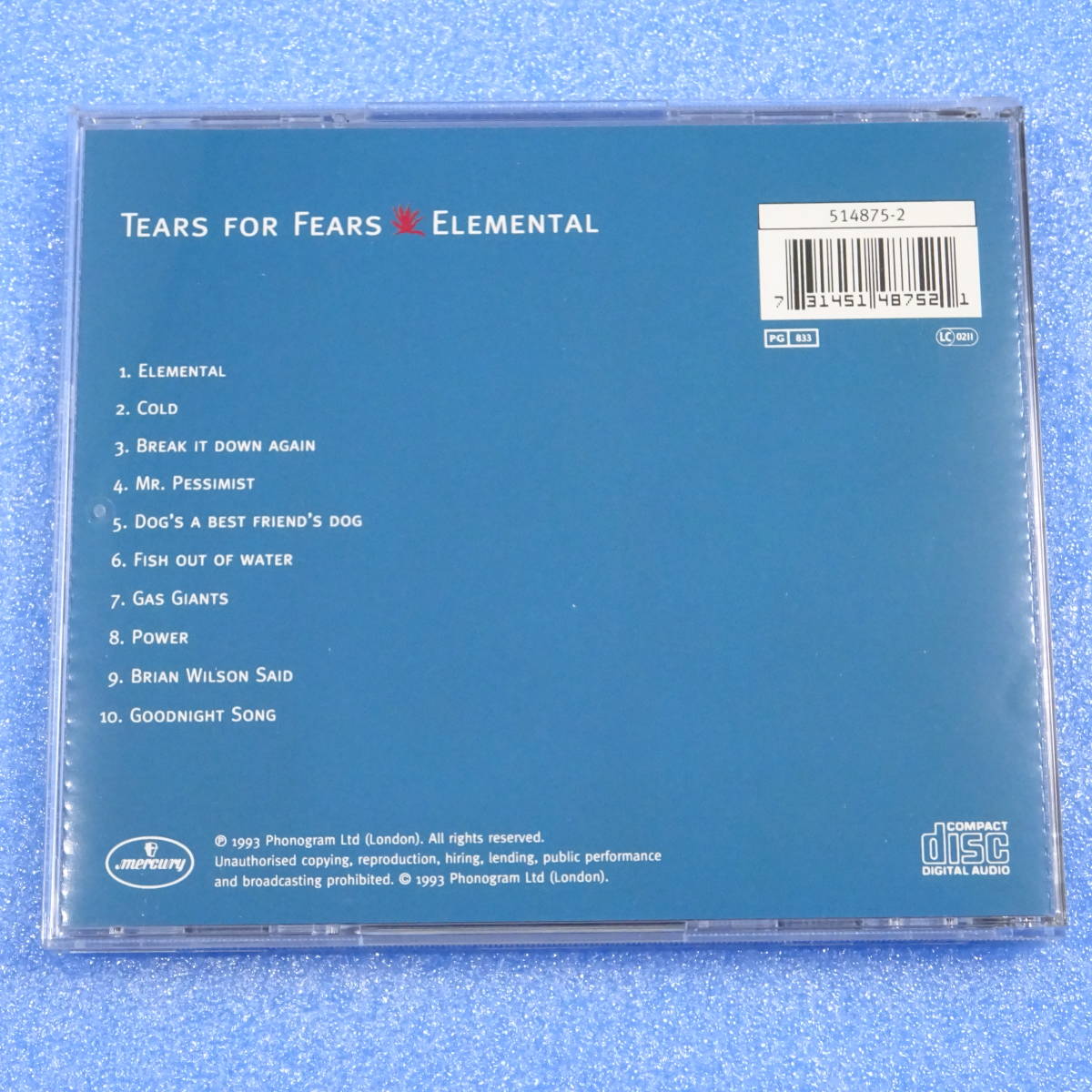 CD　ティアーズ・フォー・フィアーズ　TEARS FOR FEARS / ELEMENTAL　EU盤　1993年　シンセポップ_画像2