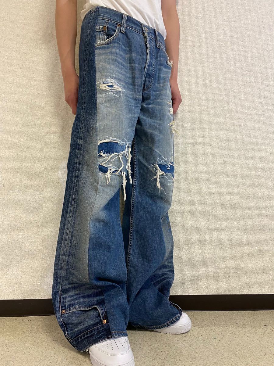再構築 リメイク LEVI'S501 リーバイス フレア パンツ インディゴ