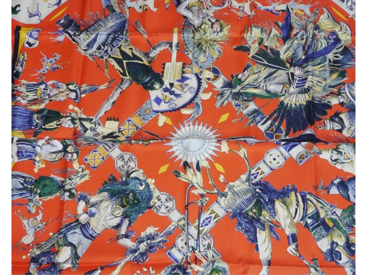 未使用保管品 希少 エルメス スカーフ カレ 90 オレンジ LES DANSES