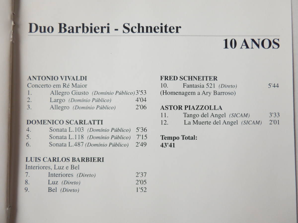 CD/ブラジル:アコースティック.ギターデュオ/Duo Barbieri- Schneiter - 10 Anos/Fantasia 521:Duo Barbieri/Sonata L.103:Duo Barbieri 他_画像8