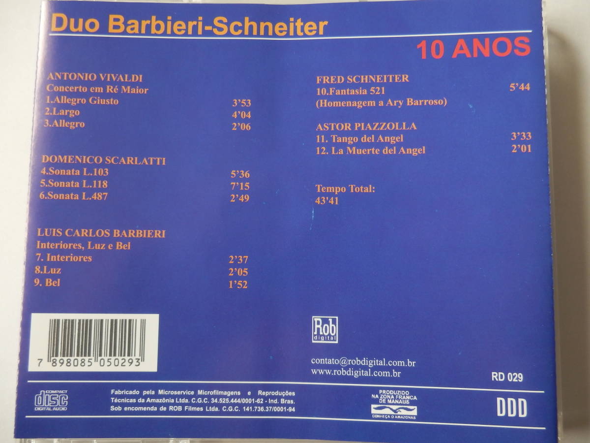 CD/ブラジル:アコースティック.ギターデュオ/Duo Barbieri- Schneiter - 10 Anos/Fantasia 521:Duo Barbieri/Sonata L.103:Duo Barbieri 他_画像2